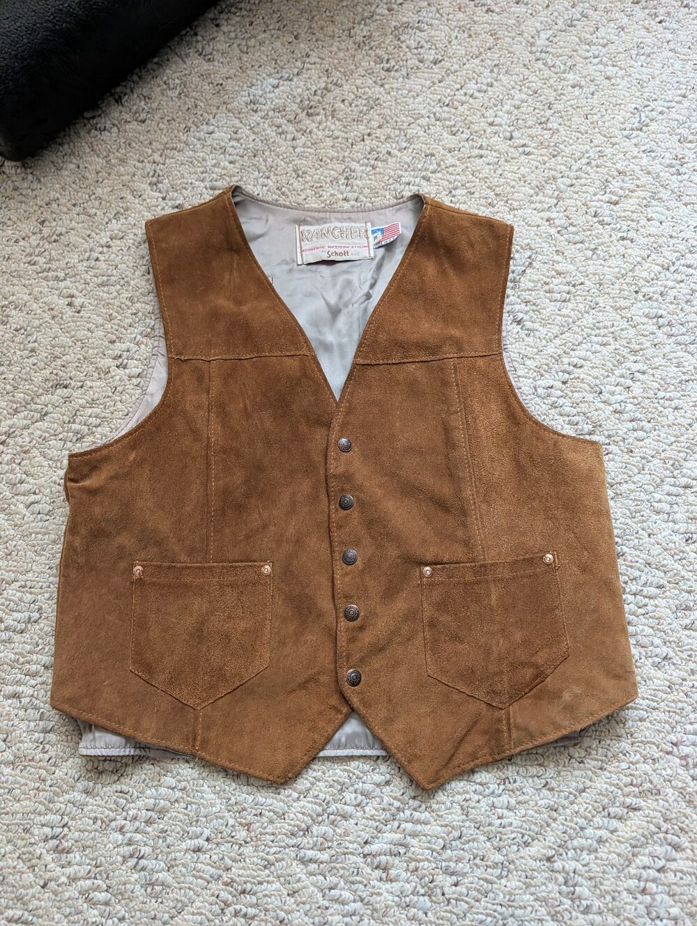 Vintage 70-80s Rancher By Schott Authentic Western Styling Cowboy USA Suede Vtg